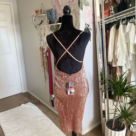 Naked Wardrobe Sequin Mini with Thigh Split, SZ M - Picture 4 of 9